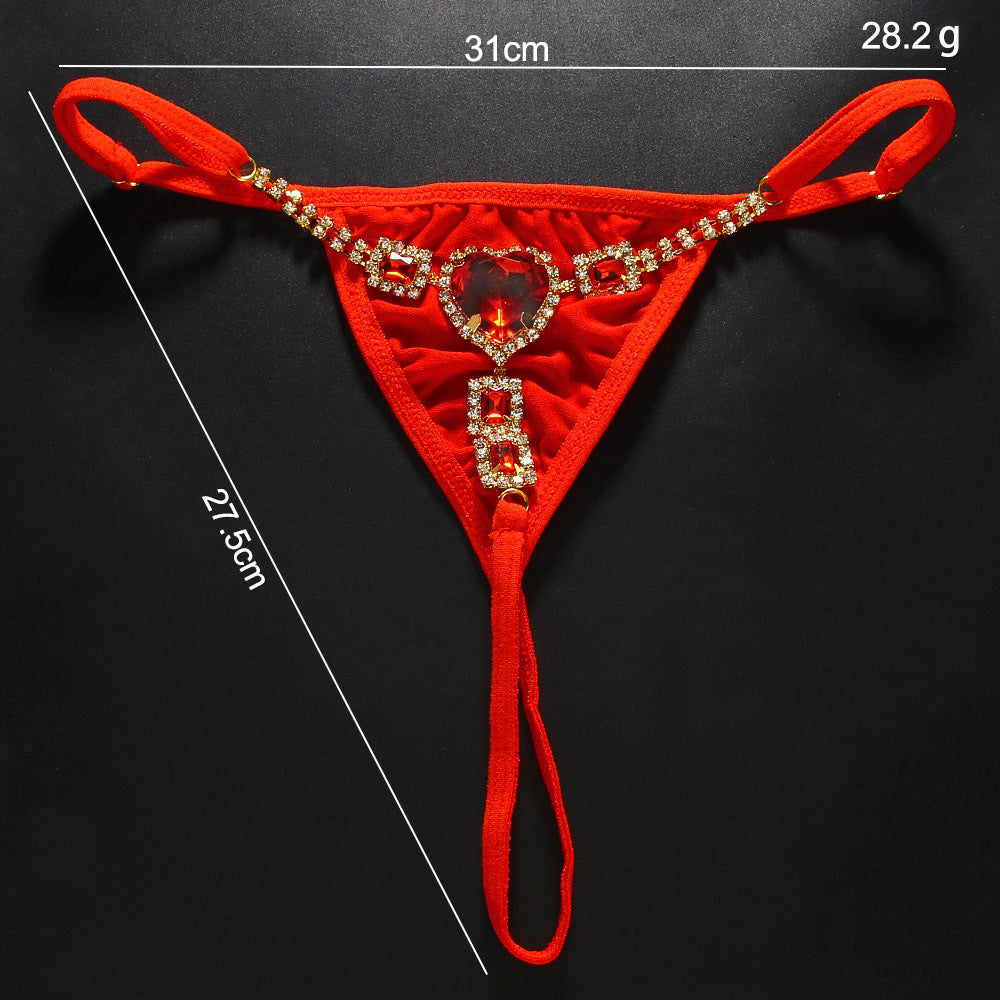 Love Heart Underwear Personalized Fashion Rhinestone Thong