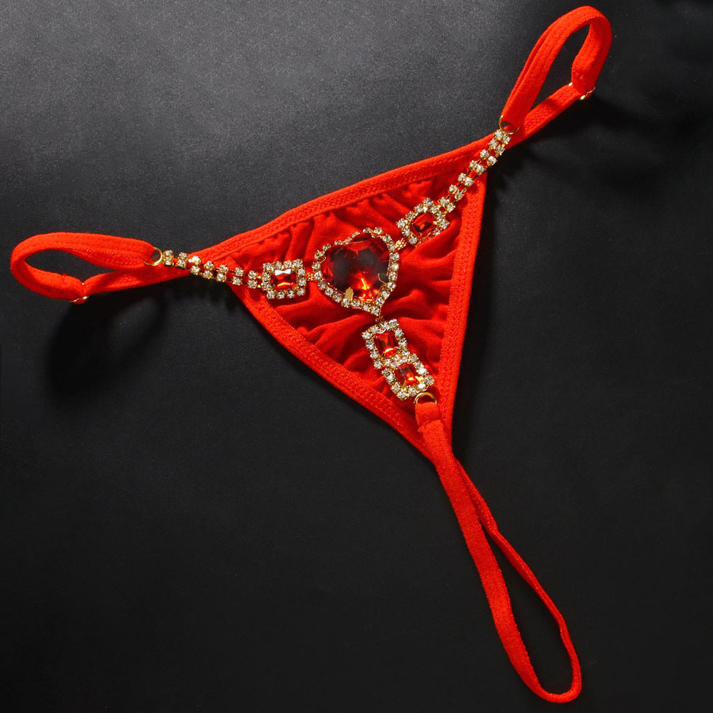 Love Heart Underwear Personalized Fashion Rhinestone Thong