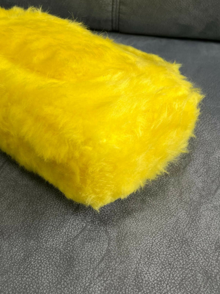Chanel 1994 Vintage Yellow Faux Fur Kelly Bag