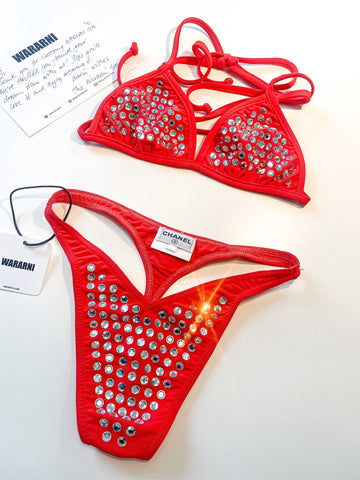 Chanel Vintage 1995 Barbie Red Crystal Bikini | Rare Collector’s Piece | Fits 38