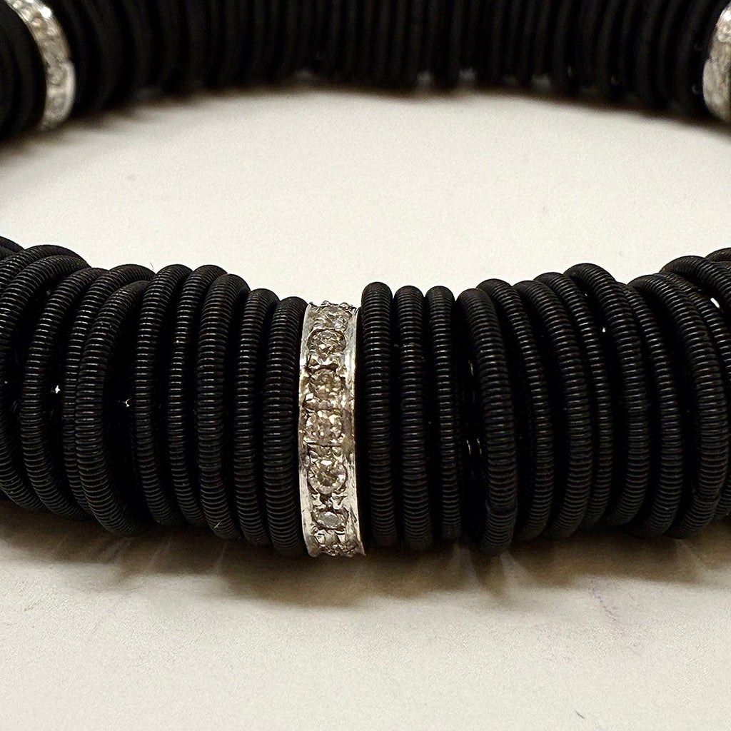 Michael Weggenmann Anodizel Steel Bracelet with 3 Diamond Rondels