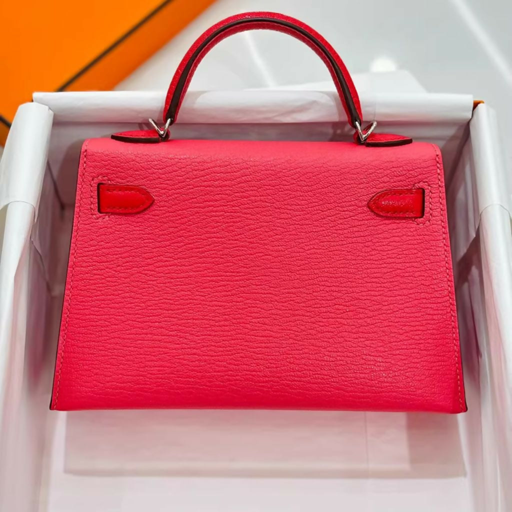 Hermès Mini Kelly II Rose Lipstick/Rose Extreme chèvre leather Palladium hardware