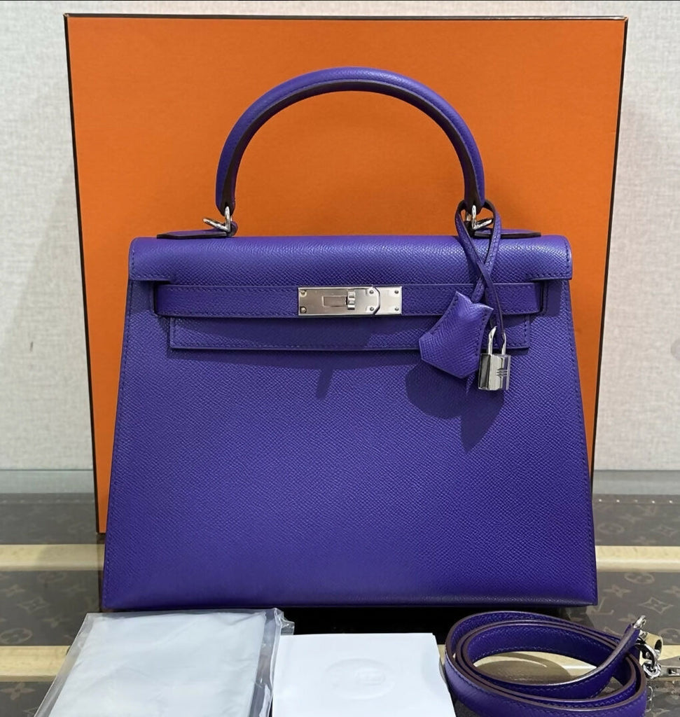 Hermès Kelly 28 Iris Purple Epsom leather palladium hardware