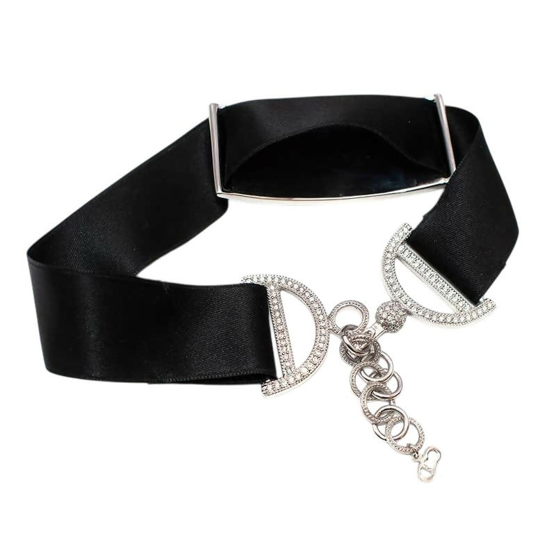 Rare Dior Y2K Crystals Silver Silk Trotter Choker Necklace