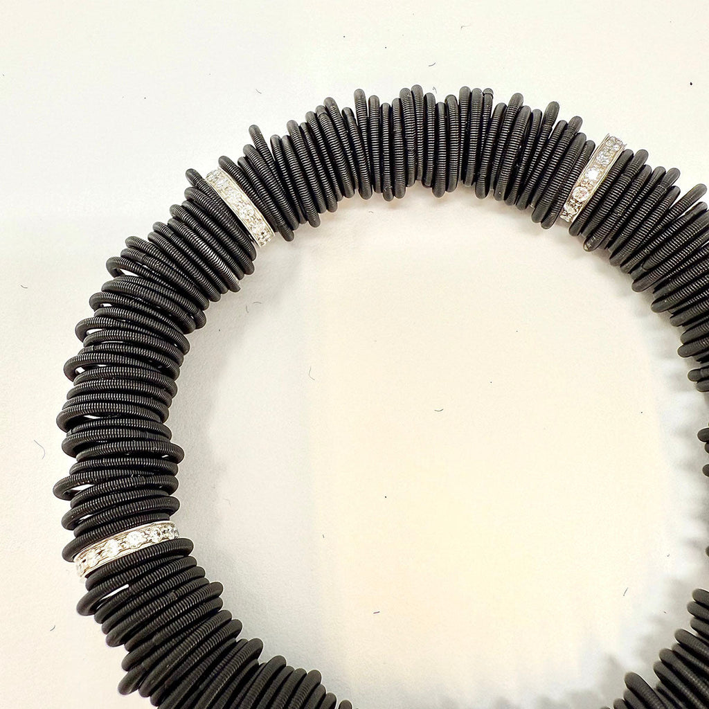 Michael Weggenmann Anodizel Steel Bracelet with 5 Diamond Rondels