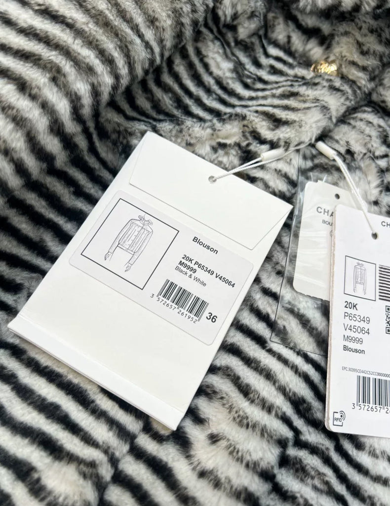 Chanel 20k black & white fur blouson jacket