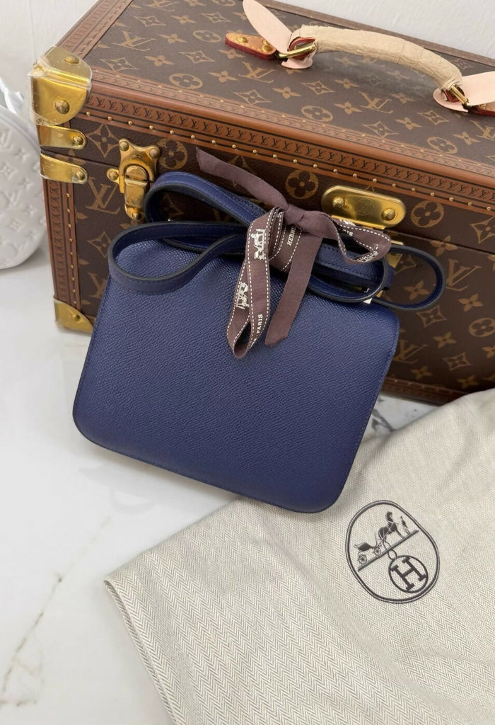 Hermes constance 19 blue Epsom leather palladium hardware