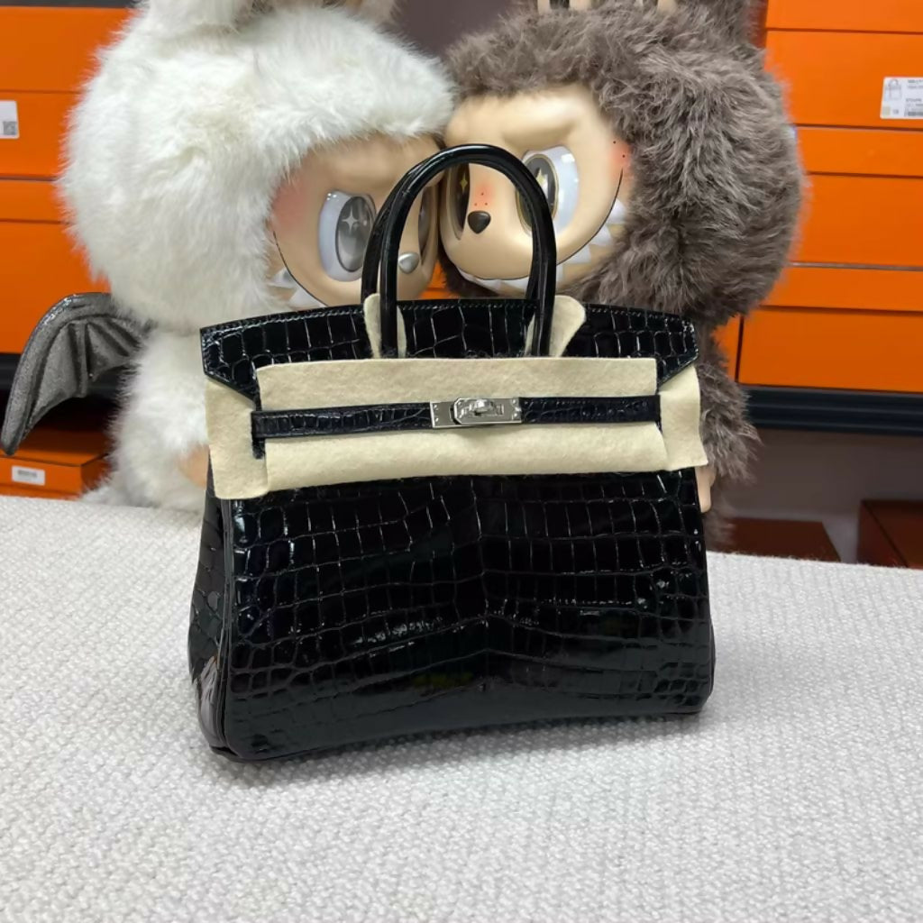 Hermès Birkin 25 Black Shiny Alligator Palladium Hardware