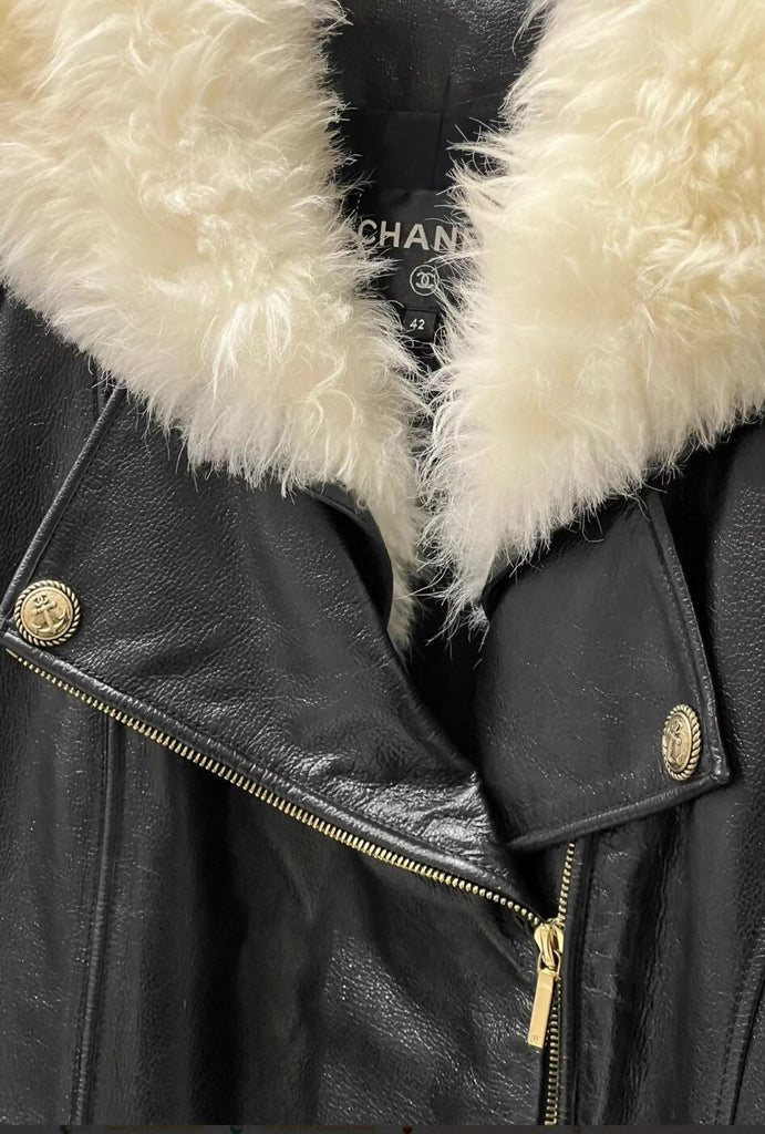 Chanel 18A leather fur coat