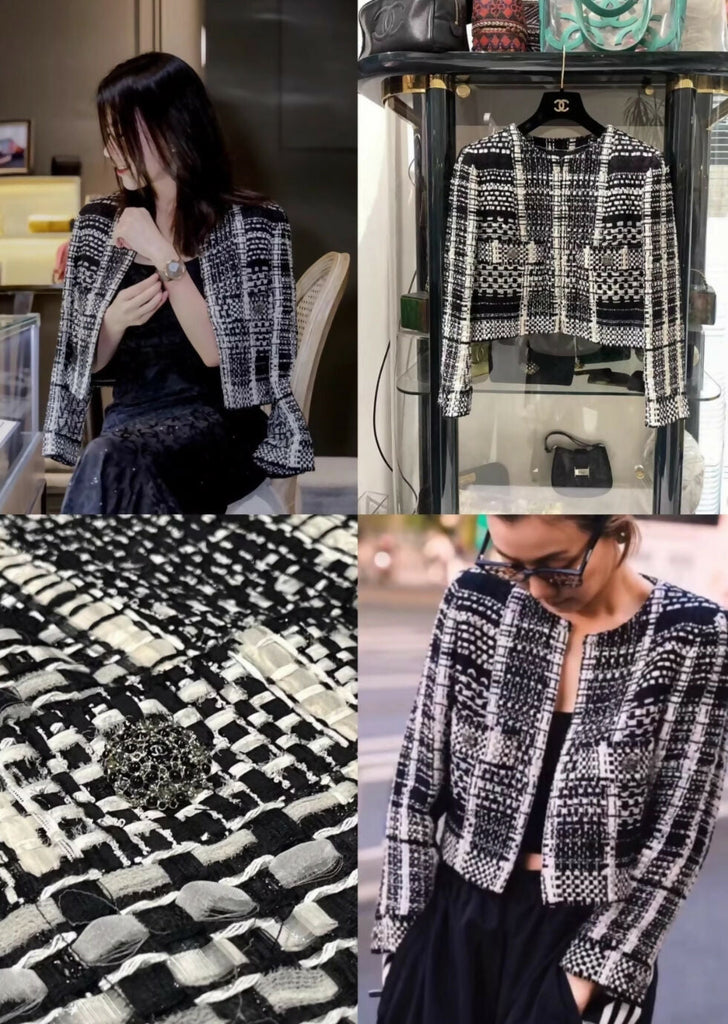 Chanel 15C Black and White Tweed Jacket