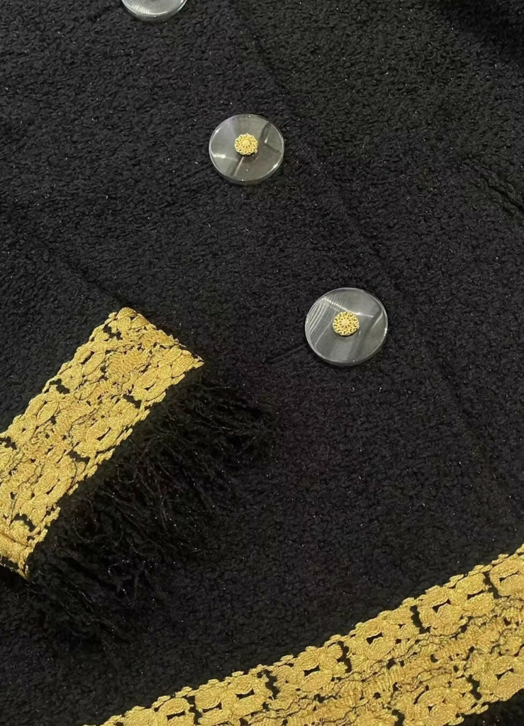Chanel 17A Black and Gold tweed Jacket