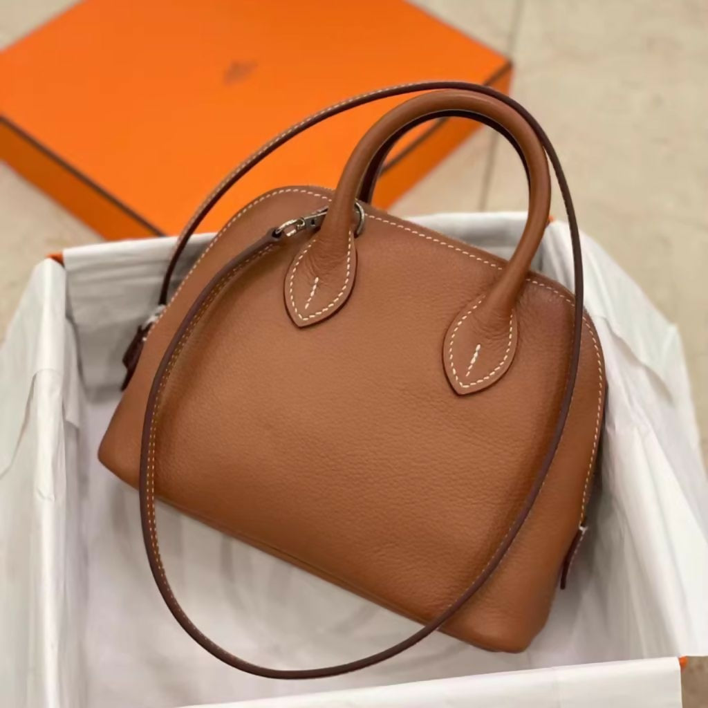 Hermès Mini Bolide Gold Brown leather palladium hardware