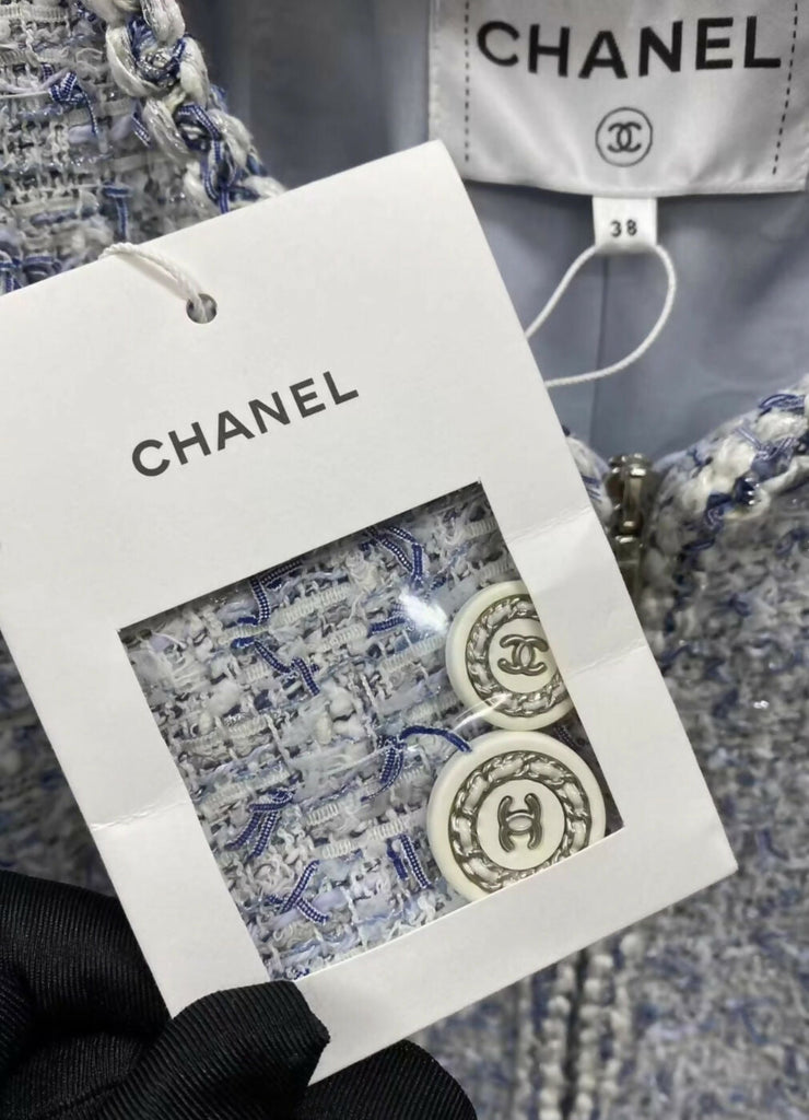 Chanel 19C Blue & White tweed dress