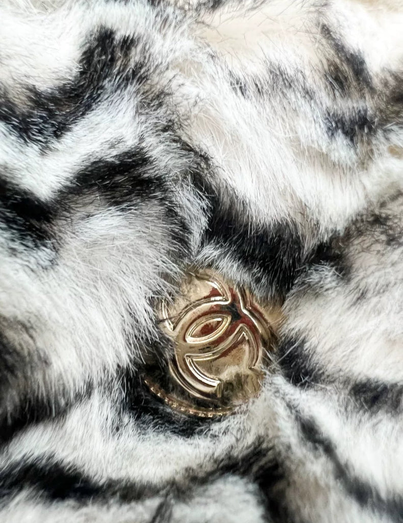 Chanel 20k black & white fur blouson jacket