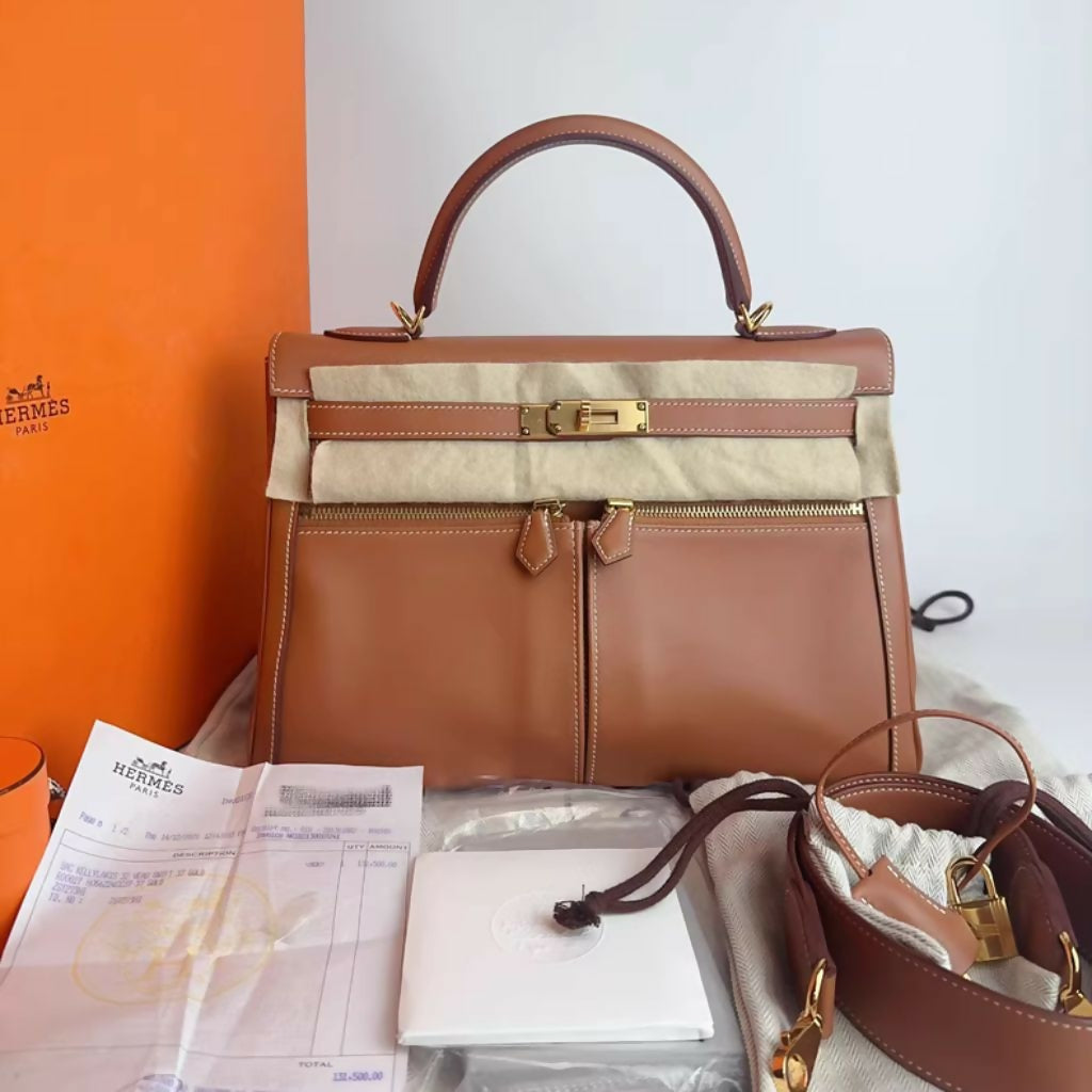 Hermès Kelly Lakis 32 Gold Swift Leather with Gold Hardware