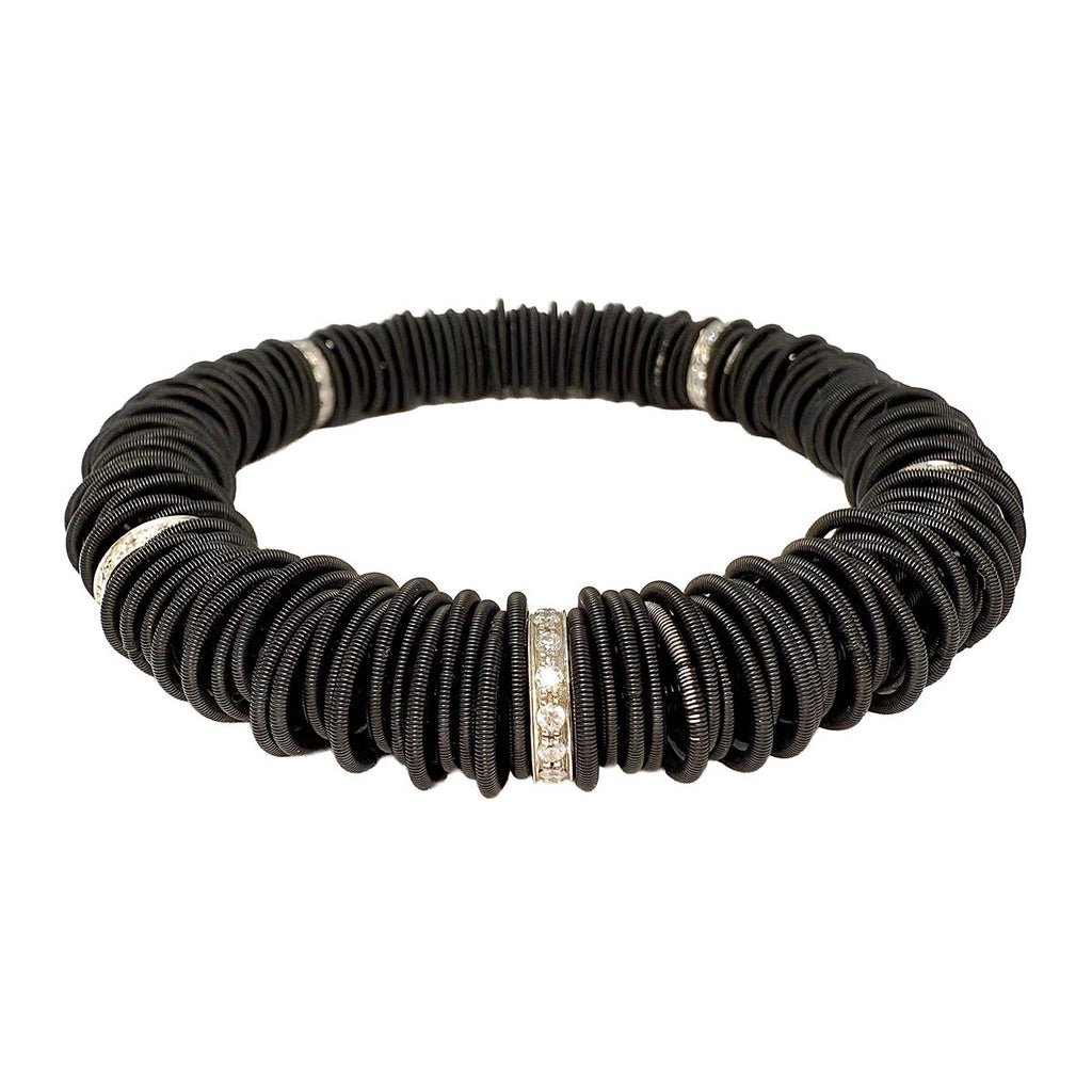 Michael Weggenmann Anodizel Steel Bracelet with 5 Diamond Rondels