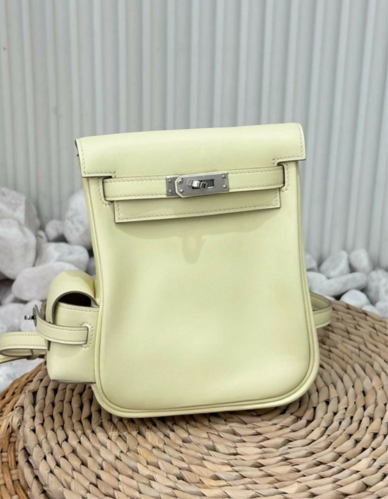 Hermès Mini Kelly Jump Backpack Jaune Milton Swift Palladium Hardware