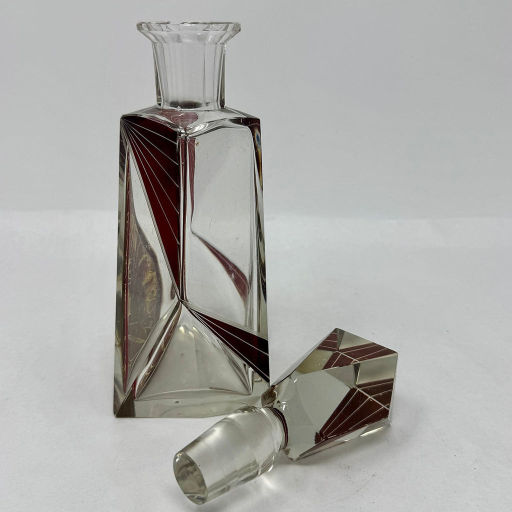 Vintage Art Deco Enameled Decanter 7-Piece Set