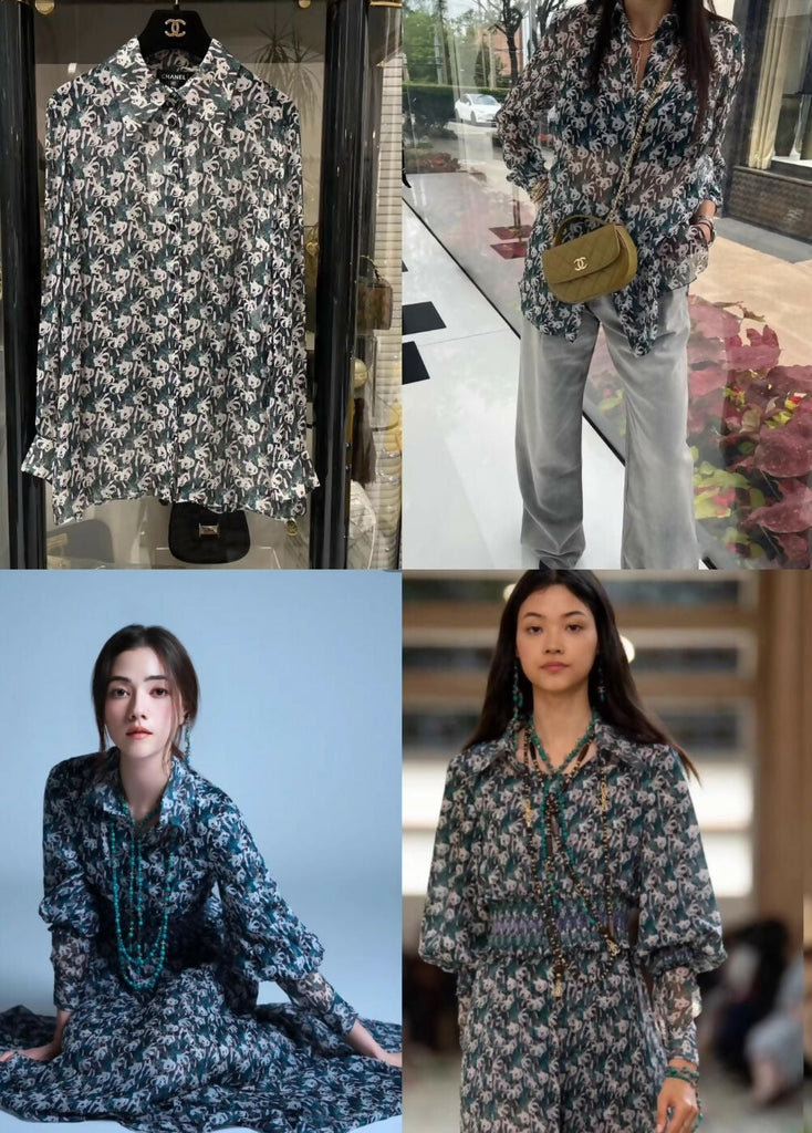 Chanel 23A print silk shirt