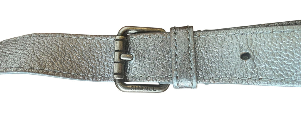 Chanel Classic Quilted Metallic Silver Goatskin Banana Waist Bag Fanny Pack