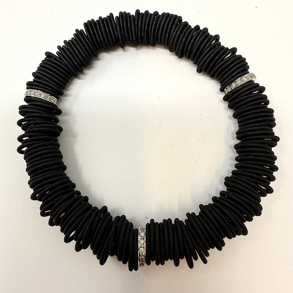 Michael Weggenmann Anodizel Steel Bracelet with 3 Diamond Rondels