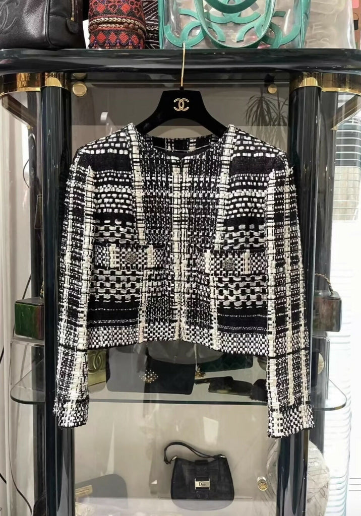Chanel 15C Black and White Tweed Jacket