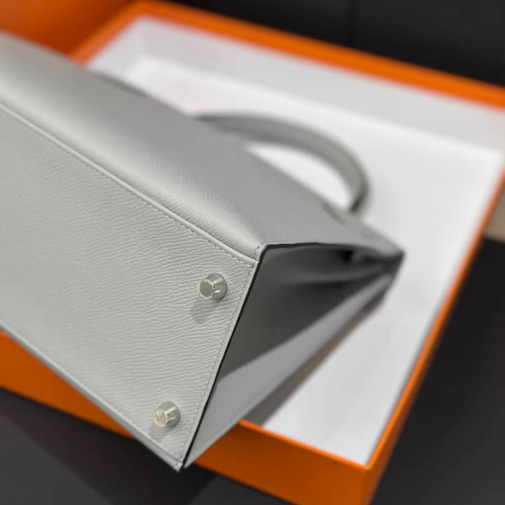 Hermes Kelly 28 Blue Glacier 8U Epsom Leather with Palladium Hardware