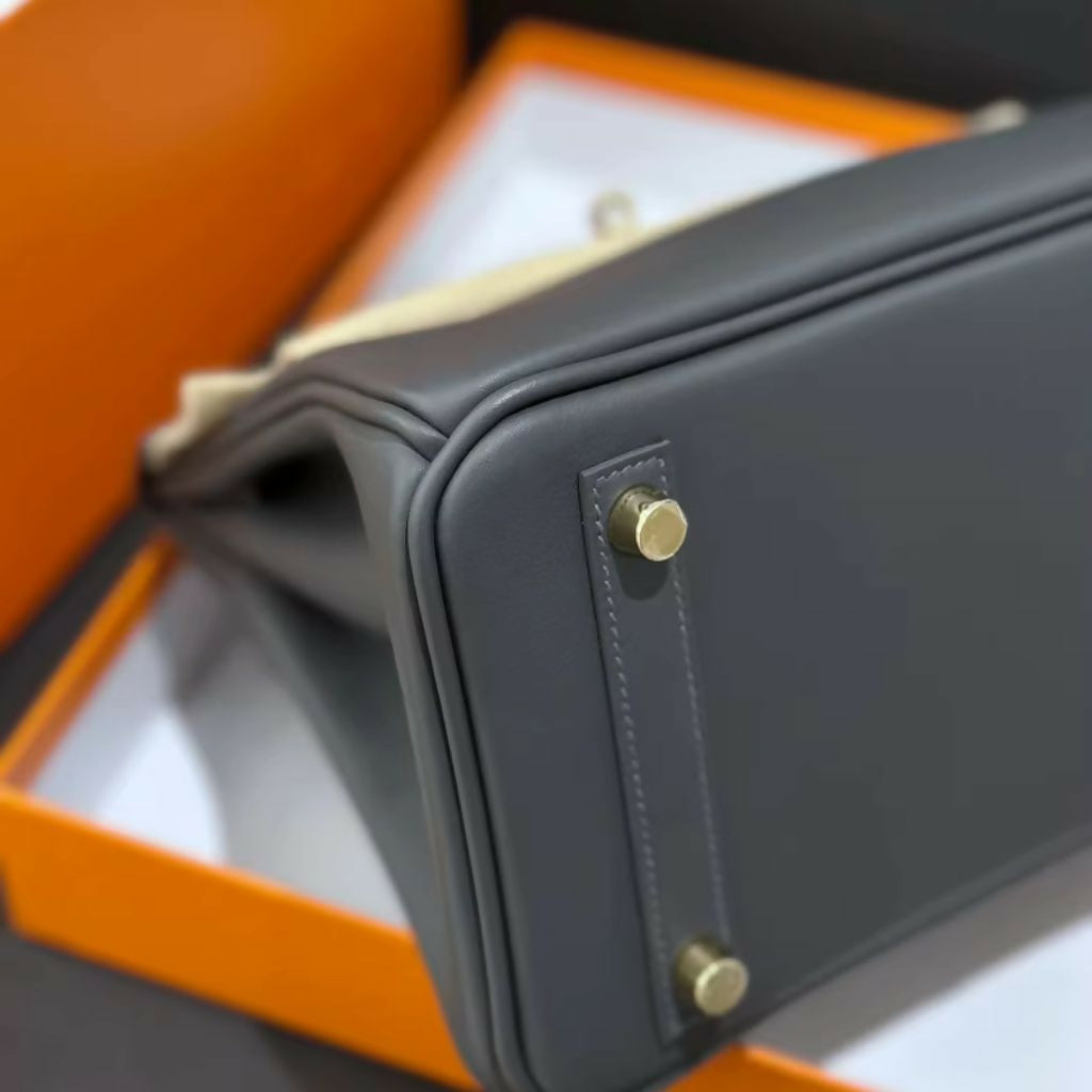 Hermes Birkin 25 Slate Gray Swift Leather permabrass hardware
