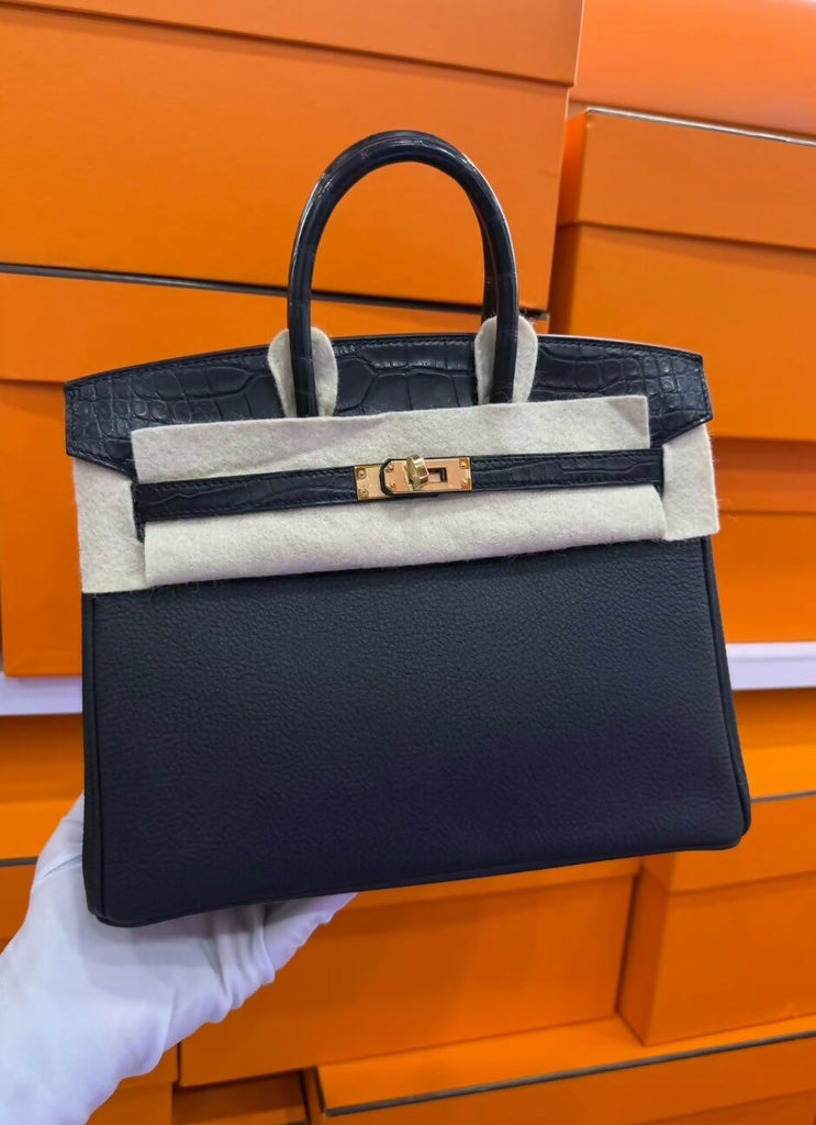 Hermès Birkin 25 touch black Crocodile/Togo Leather Gold Hardware