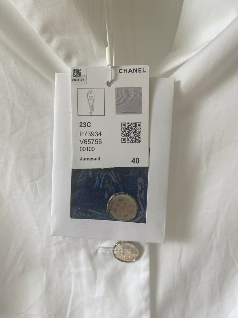 NWT Chanel 23C Monte-Carlo Runway Long Tuxedo Dress Shirt Blouse FR 40