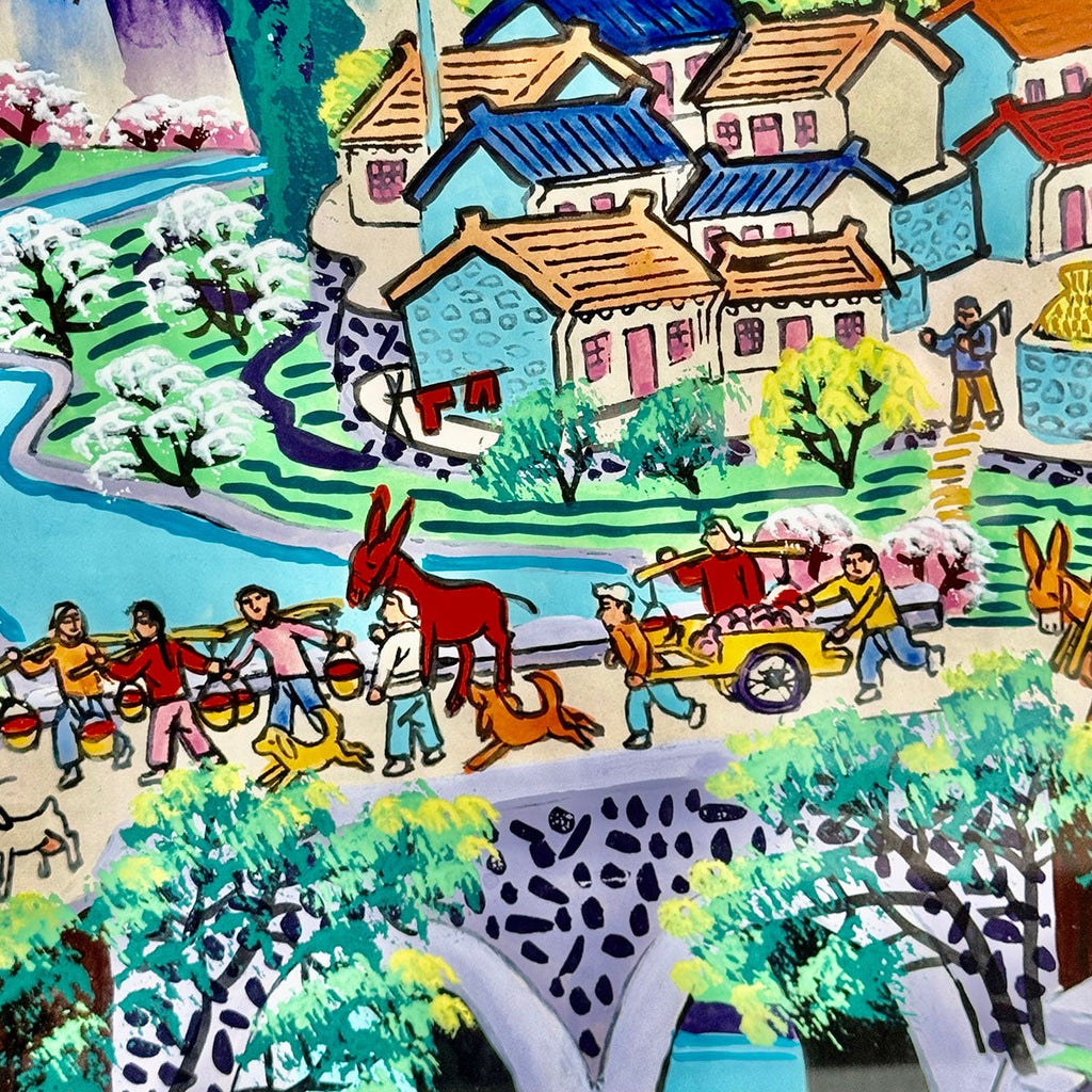 "Asian Style Mountain Village" Print Signed