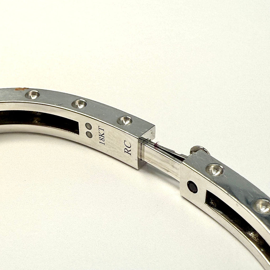 Roberto Coin 18K White Gold Square Hinged Pois Moi Bangle with 0.07ct Diamond