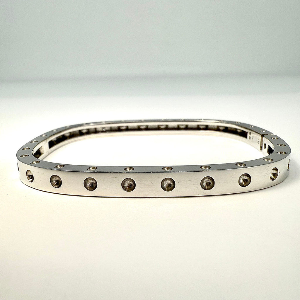 Roberto Coin 18K White Gold Square Hinged Pois Moi Bangle with 0.07ct Diamond