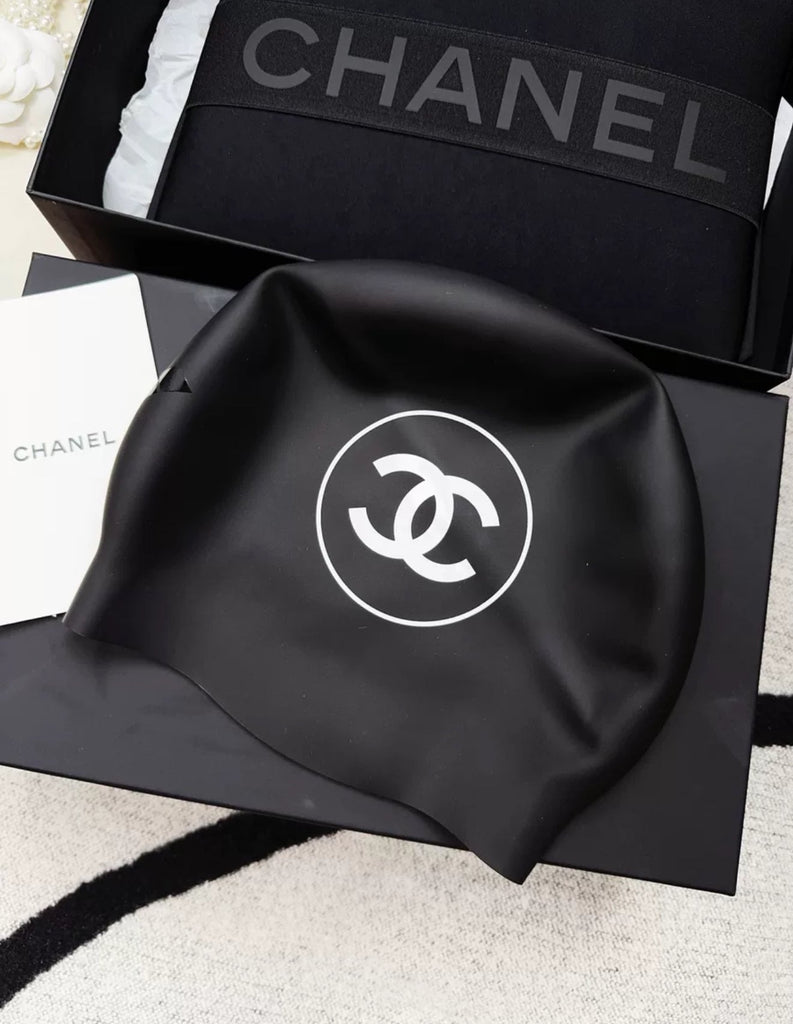 Chanel 24S swimming suit Glasses + black swimming cap + white swimming cap