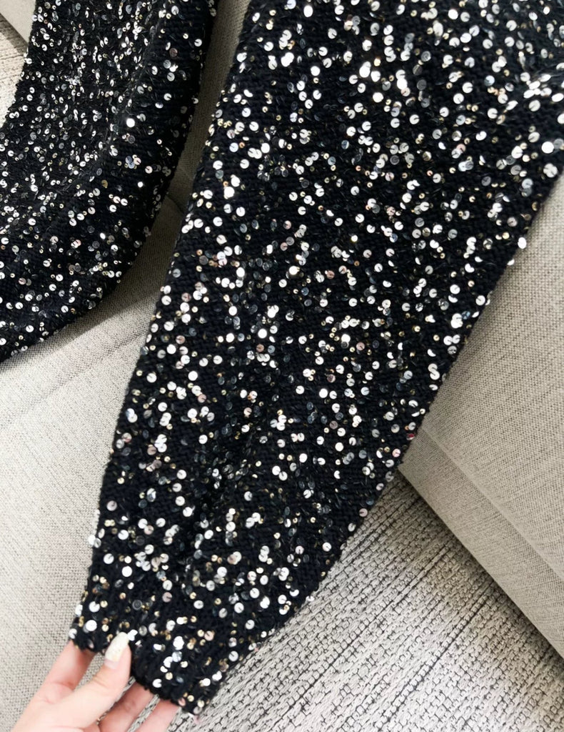 Chanel 23C Black Sequin Jumpsuit