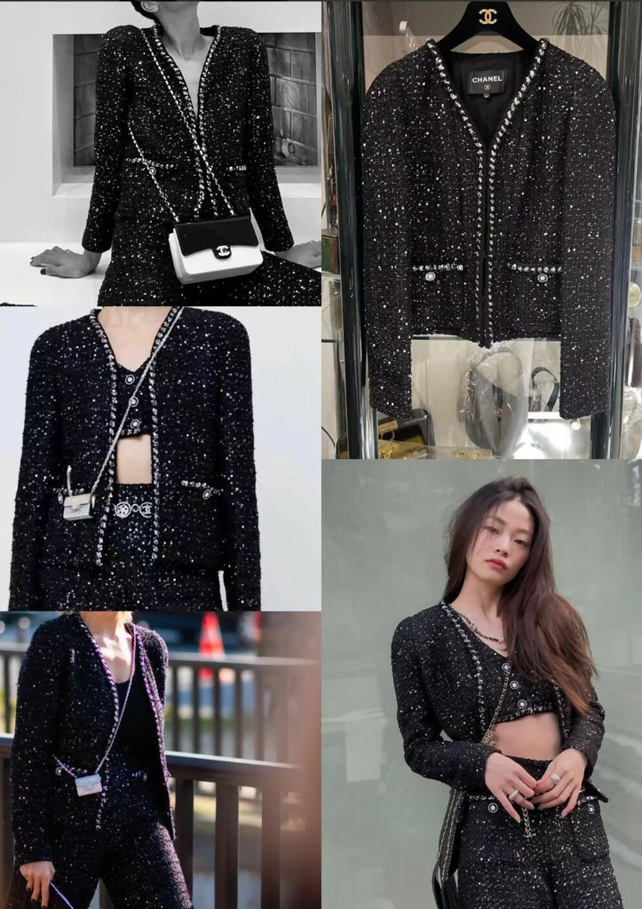 Chanel 22p black & Silver tweed jacket