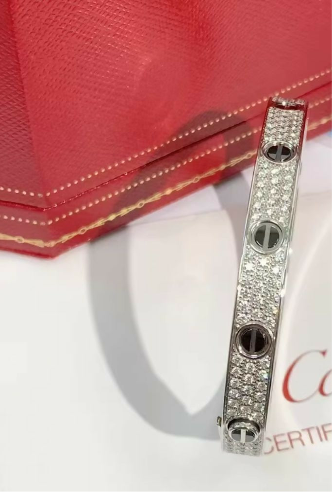 Cartier Love Wide Bracelet – Black Ceramic & White Gold with Diamonds (Size 17)