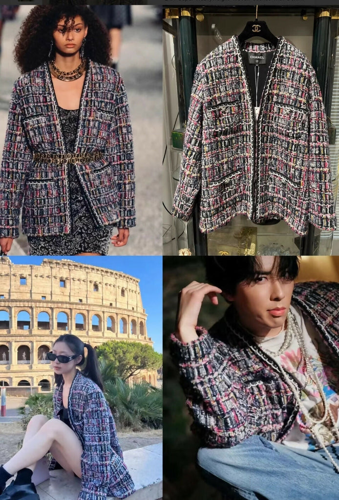 Chanel 24A black & purple tweed jacket