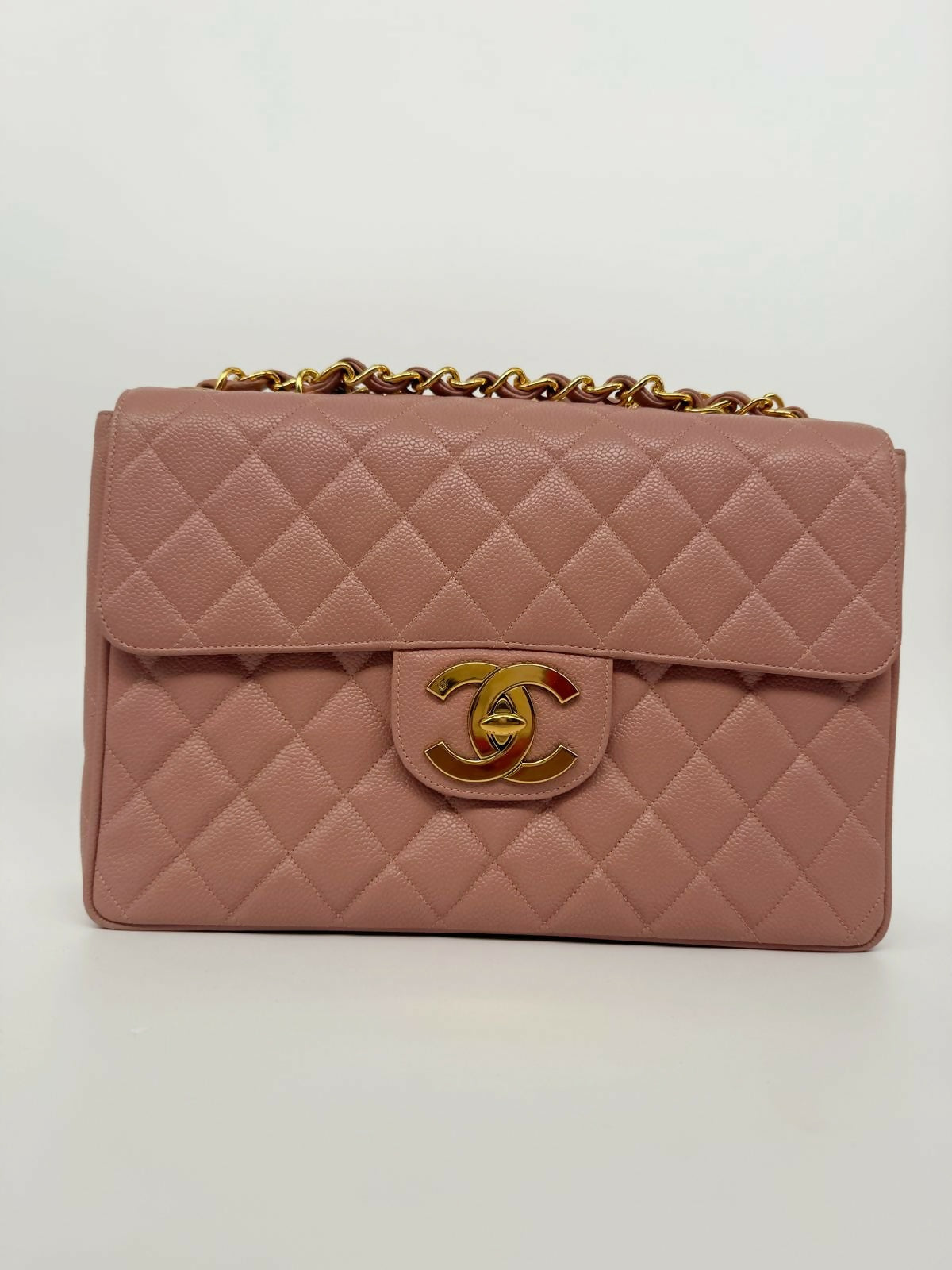 Chanel Vintage Pink Caviar Jumbo Flap Bag
