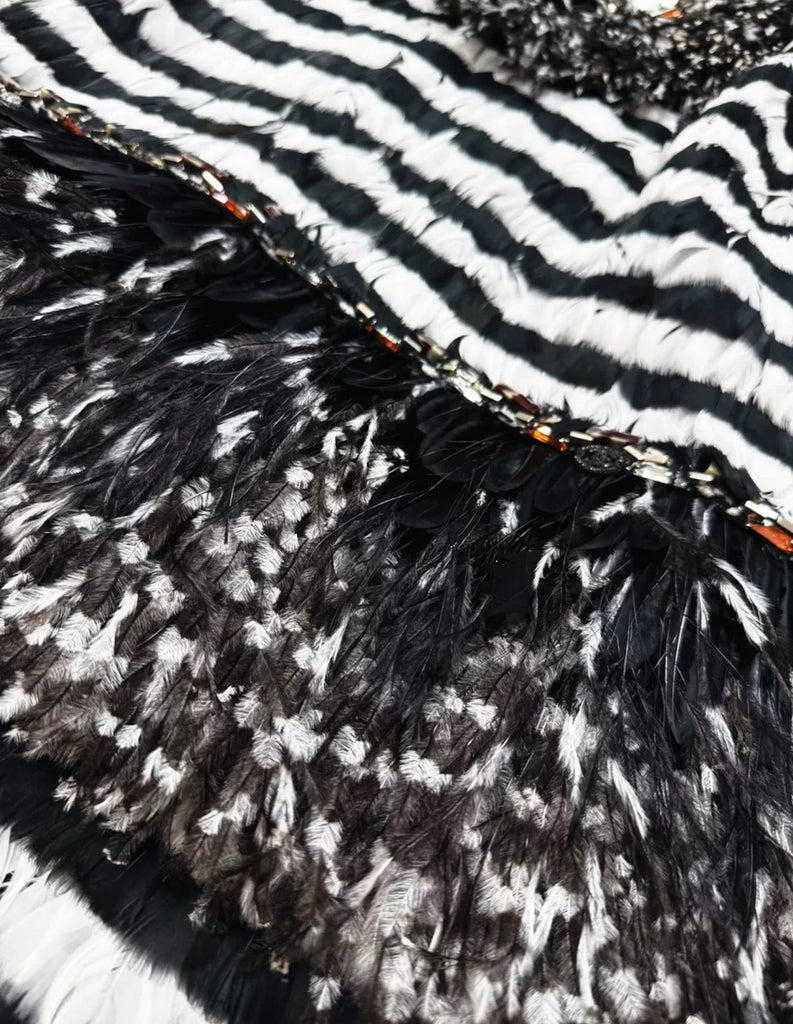 Chanel 18A black and white feather couture dress