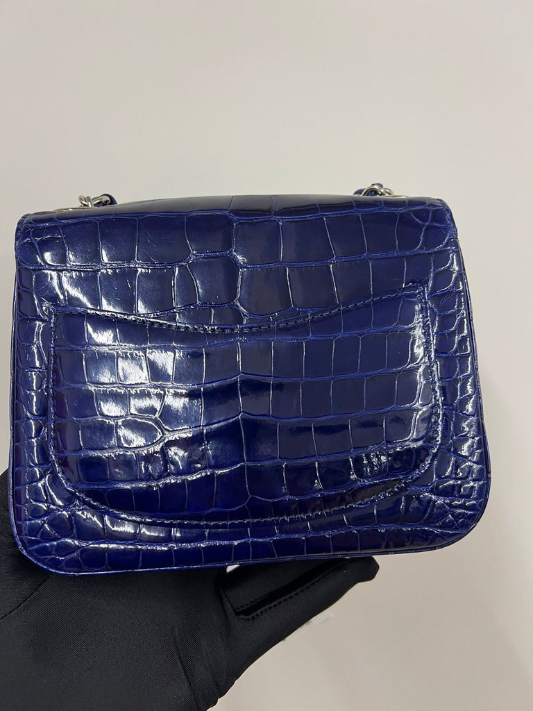 Chanel Blue Alligator mini square Flap Bag
