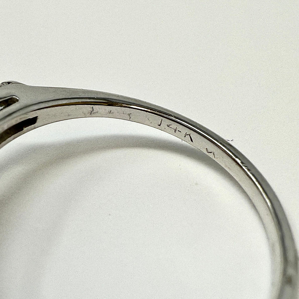 14K White Gold Ring with Marquise and 2 Baguette Diamonds