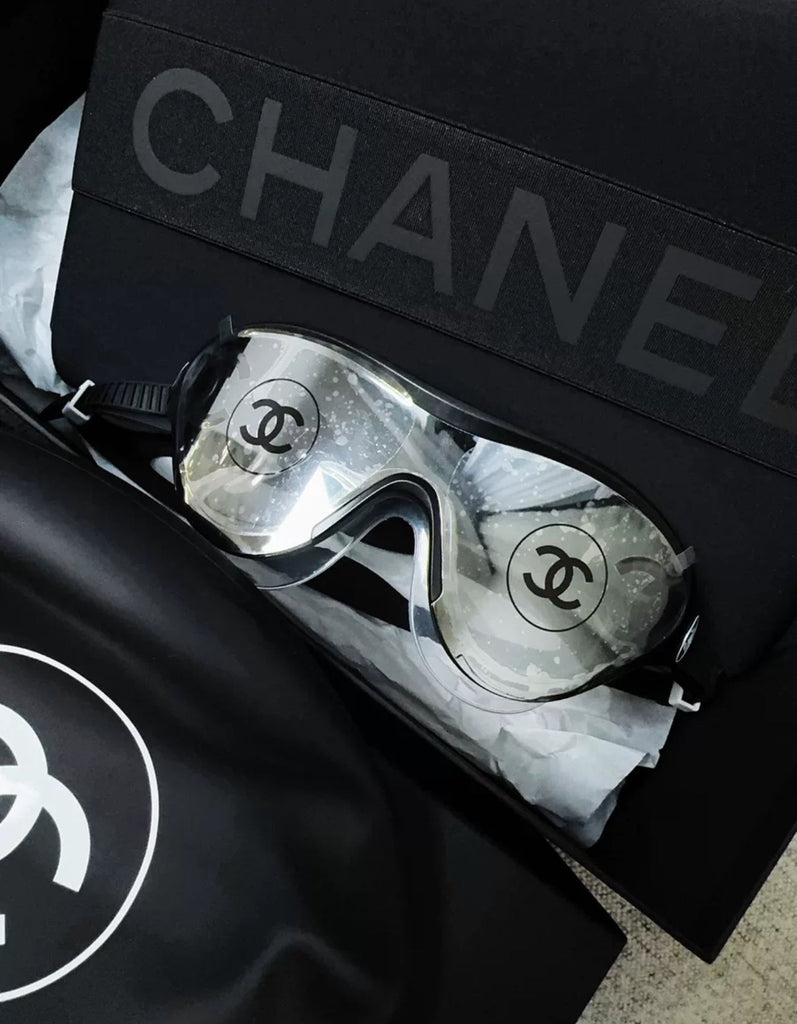 Chanel 24S swimming suit Glasses + black swimming cap + white swimming cap