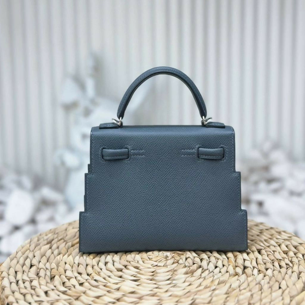 Hermes Kelly Doll Picto Gris Misty/Gris Meyer/Vert Fizz/Noir/Alezan Epsom Leather Palladium Hardware