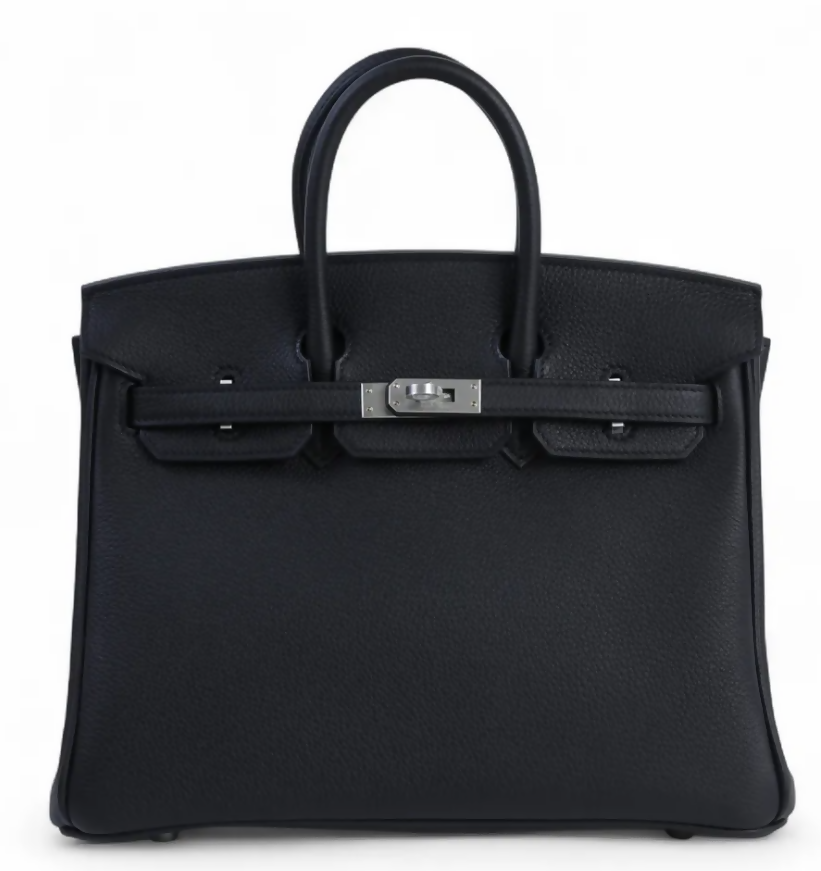 HERMÈS Birkin 25 Black Togo leather Brushed Palladium hardware