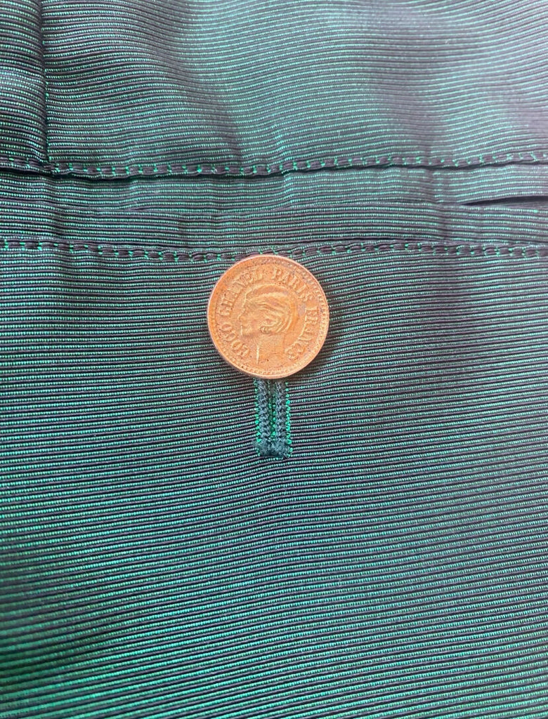 Vintage Chanel 96A Runway Iridescent Green Cargo Army Pants Trousers FR 34/36