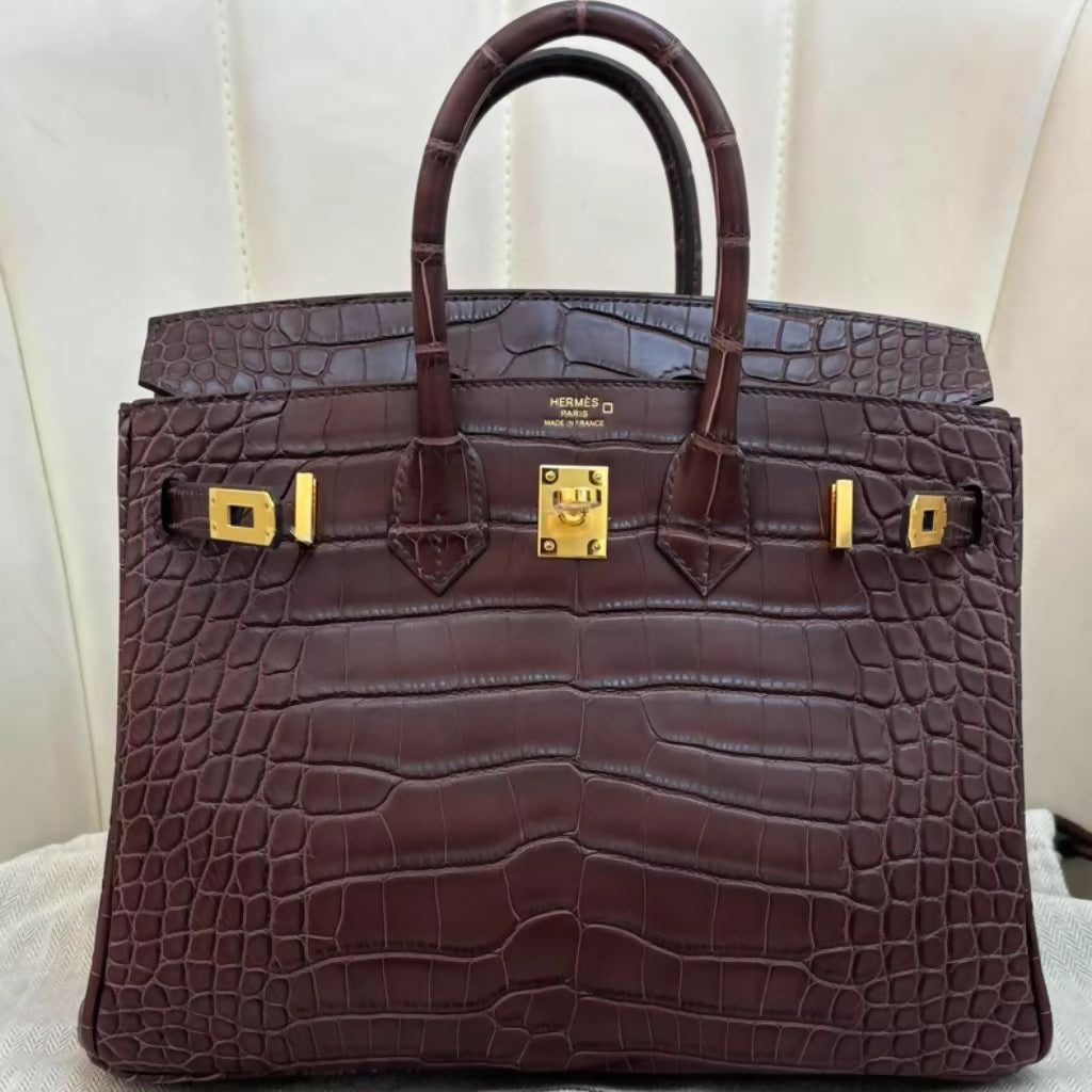 Hermès Birkin 25 Havana Matte Crocodile with Gold Hardware