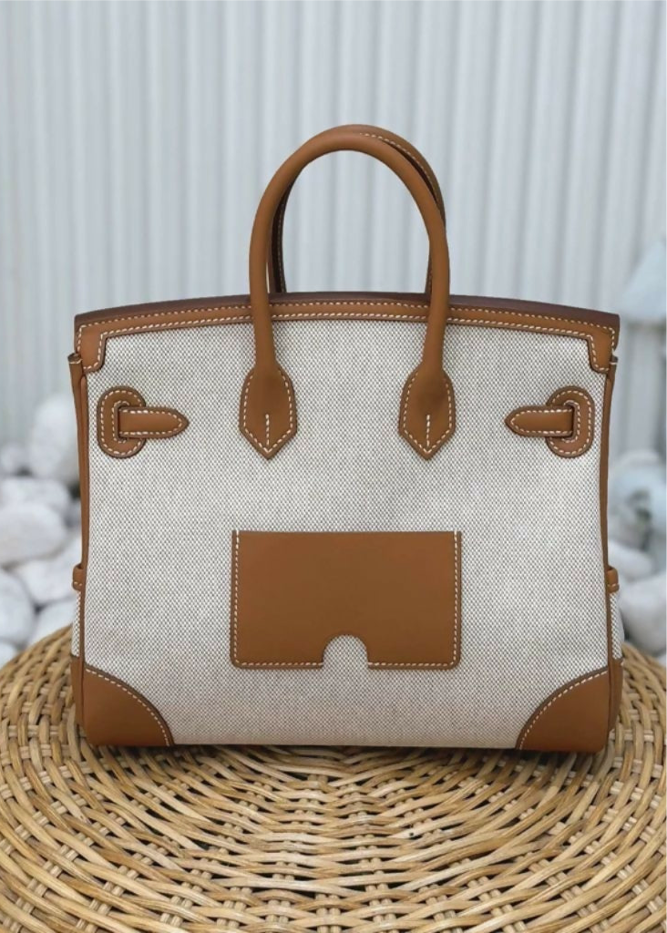 HERMÈS Limited Edition Birkin Cargo 25 in Gold Swift leather and Canvas with Palladium hardware