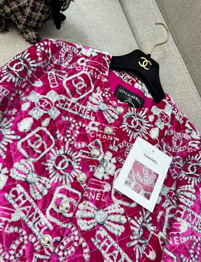 Chanel 23N Rose/Red Velvet jacket