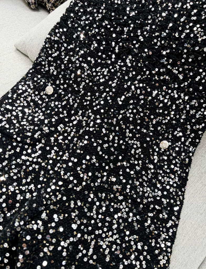 Chanel 23C Black Sequin Jumpsuit
